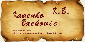 Kamenko Backović vizit kartica